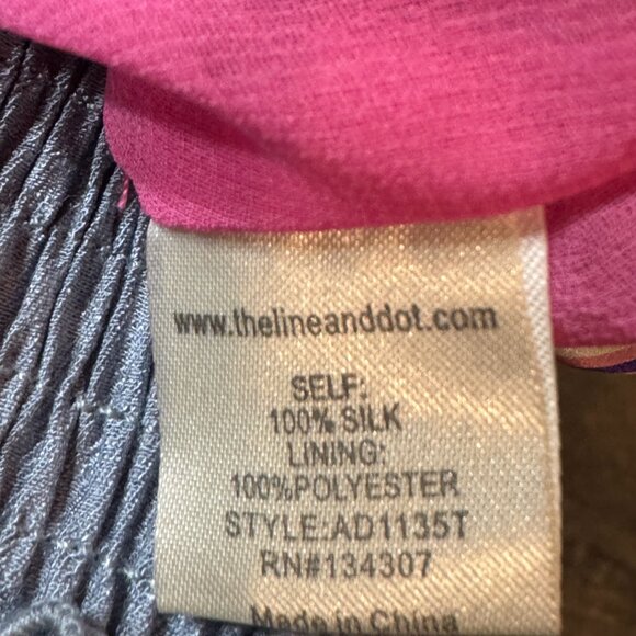 Line & Dot Multicolor Puff Sleeve Silk Mini Dress | Size S - Picture 11 of 11